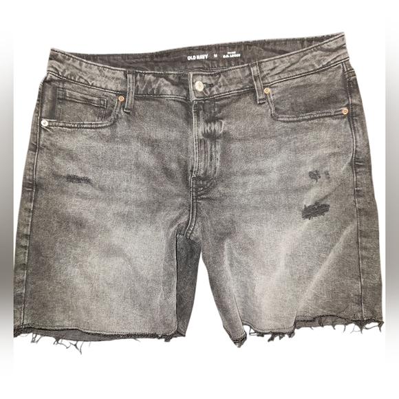 Old Navy Pants - Old Navy OG Loose Size 16 Gray/Black Denim Shorts